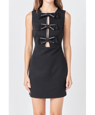 Endless Rose Women's Rhinestone Bow Sleeveless Mini Dress - Macy's