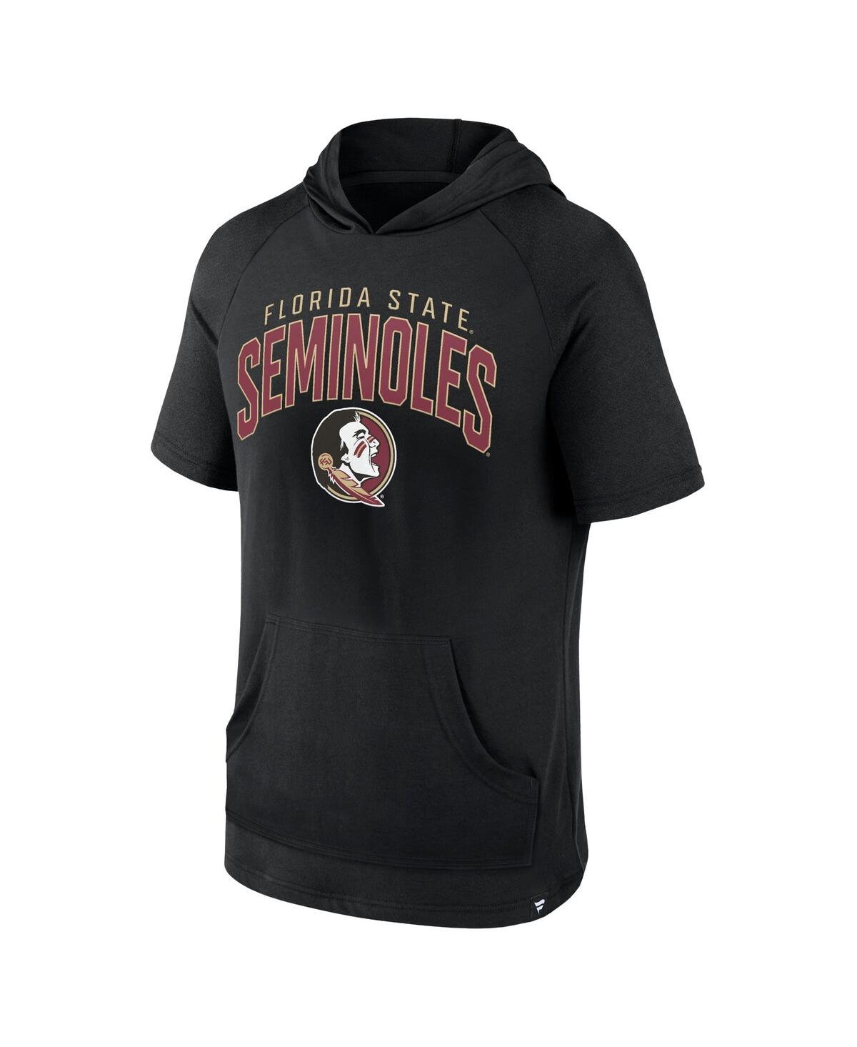 Fanatics Men'sFlorida State Seminoles Double Arch Raglan Short Sleeve Hoodie T-Shirt - Black