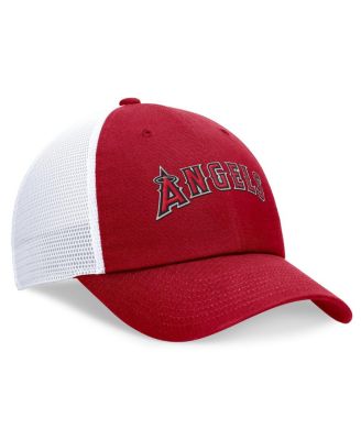 Men's Red Los Angeles Angels Evergreen Wordmark Trucker Adjustable Hat