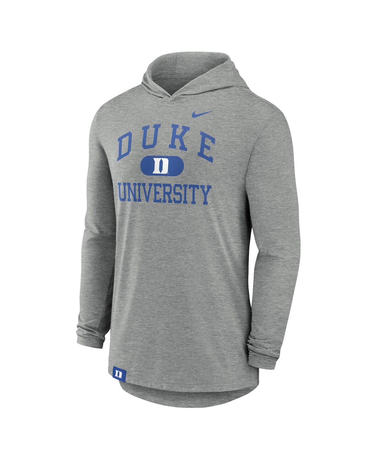 Nike Men'sDuke Blue Devils Blitz Hoodie Long Sleeve T-Shirt - Heather Gray