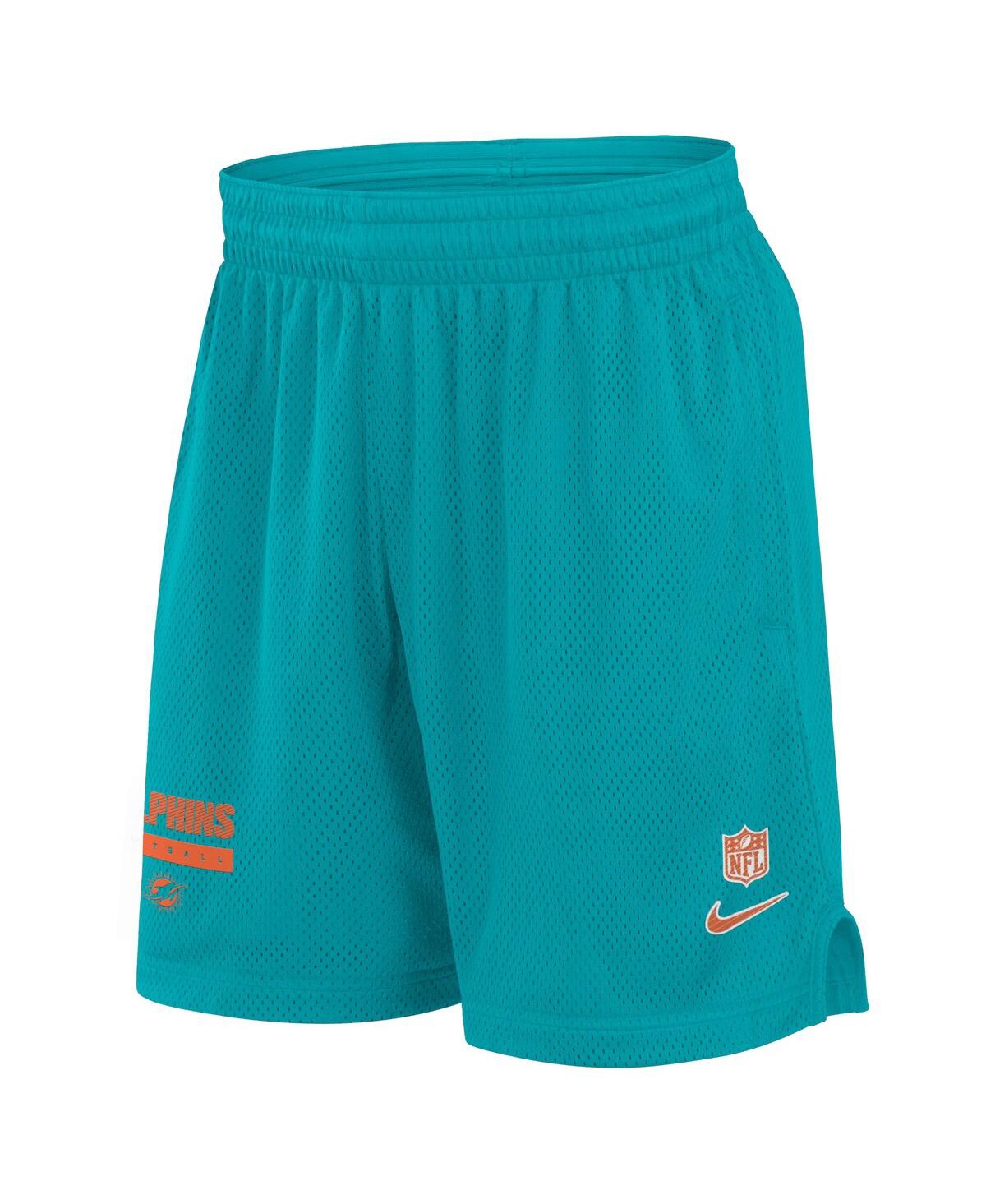 Nike Men'sMiami Dolphins 2024 Sideline Performance Mesh Shorts - Aqua, Orange