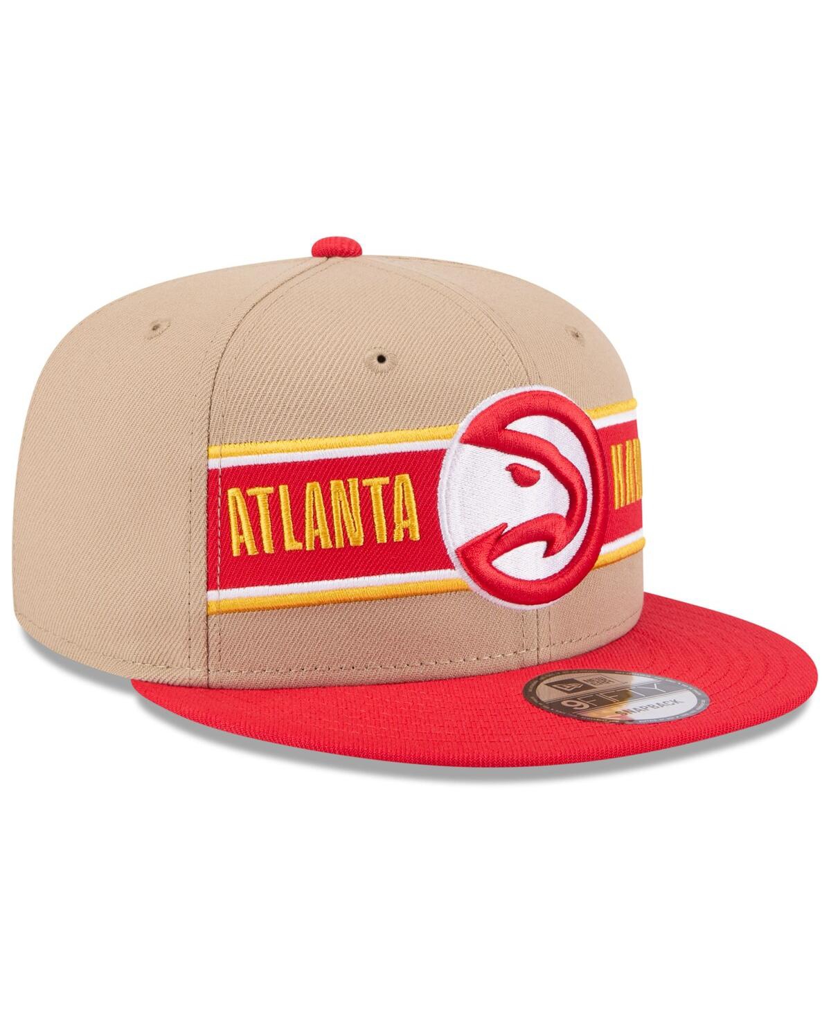 New Era Men's Tan/red Atlanta Hawks 2024 Nba Draft 9fifty Snapback Hat In Red