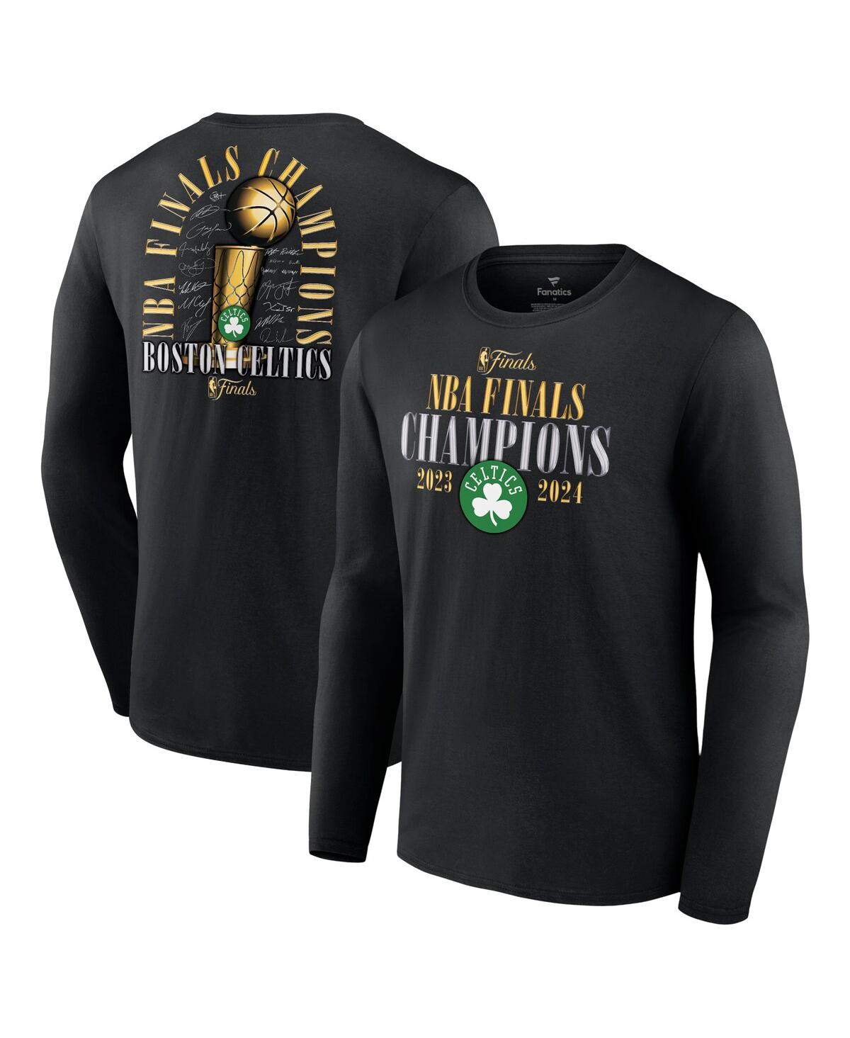 Fanatics Men's Black Boston Celtics 2024 Nba Finals Champions Fade Away Jumper Roster Signature Long Sleeve T In Black