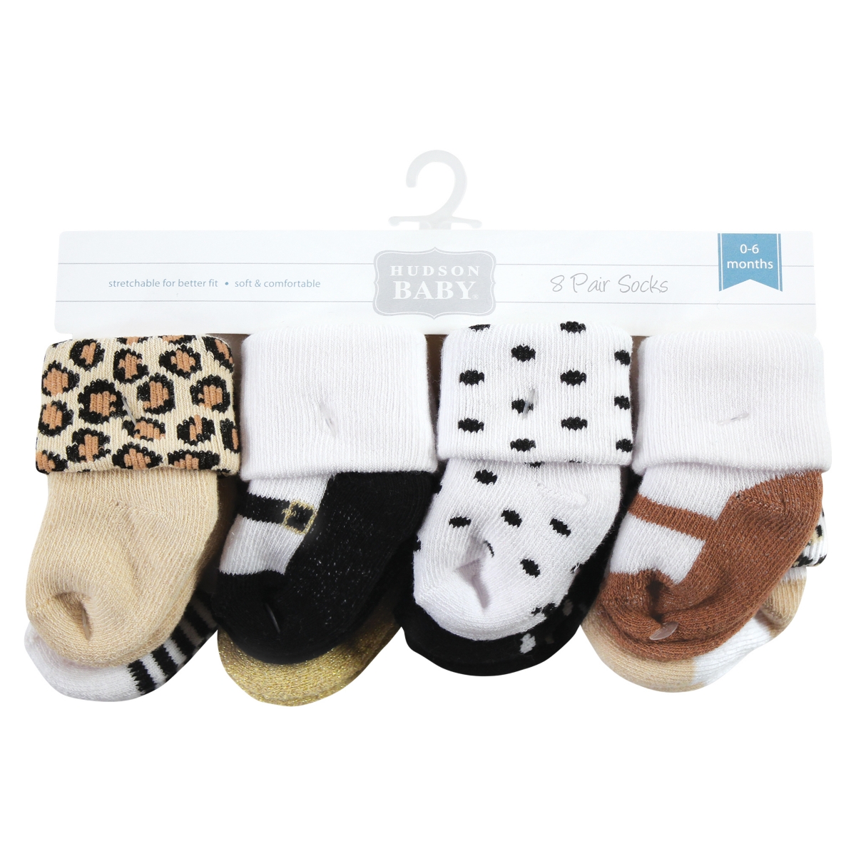 Hudson Baby Baby Boys Unisex Baby Cotton Rich Newborn and Terry Socks,- Neutral leopard