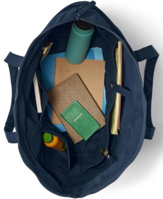 Extra Large Solid Color 5 Pocket Zip Top Long Handle Canvas Tote Bag