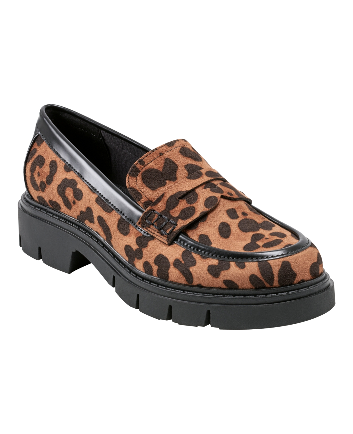 Marc Fisher Cube 2 Womens Animal Print Faux Suede Loafers In Leopard