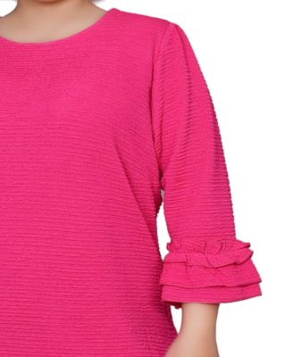 Plus Size 3/4 Length Sleeve Textured Knit Dress