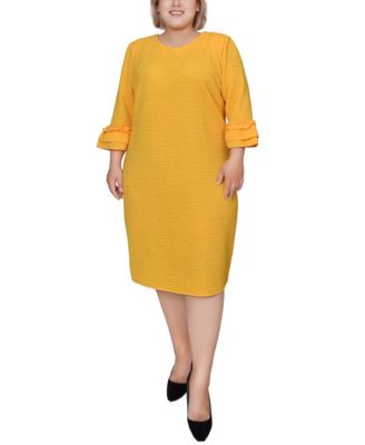 Plus Size 3/4 Length Sleeve Textured Knit Dress