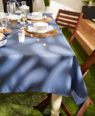 Tonal Lattice Print Outdoor Tablecloth, 60x84 Inches