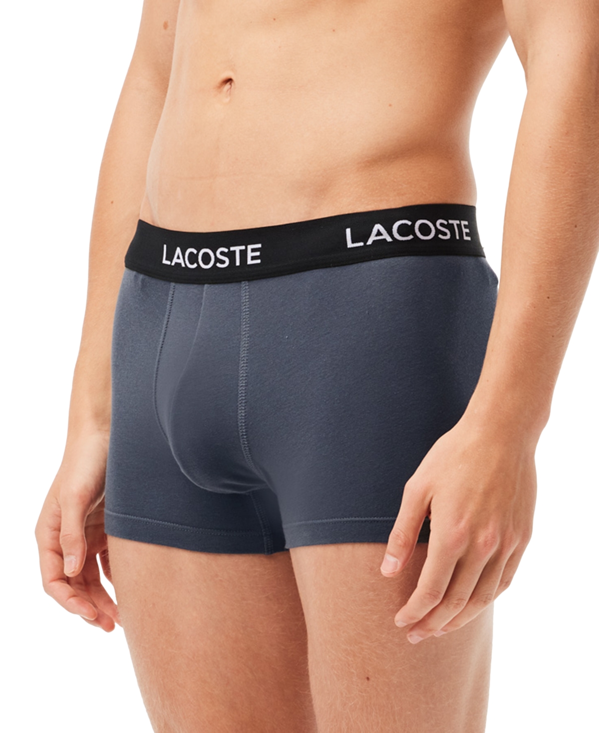 Lacoste Men's 5-pack Regular-fit Stretch Logo Band Trunk Underwear In Grey