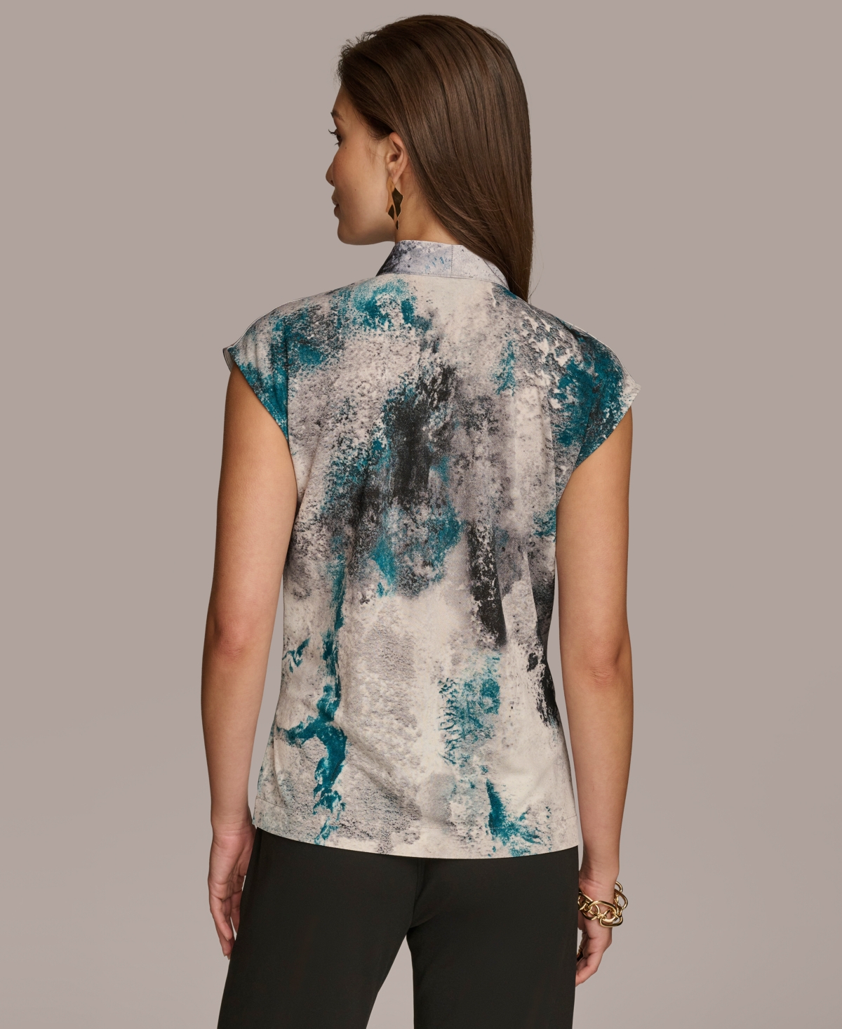 Donna Karan Women's Sleeveless Faux-Wrap Blouse