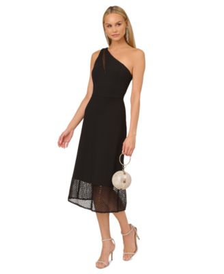 Above Knee Fit And Flare Adrianna Papell Women's One-Shoulder Lace Dress -  Navy Embellished Above-Knee Formal Dress, Size 8 One Shoulder Elegant  Dresses