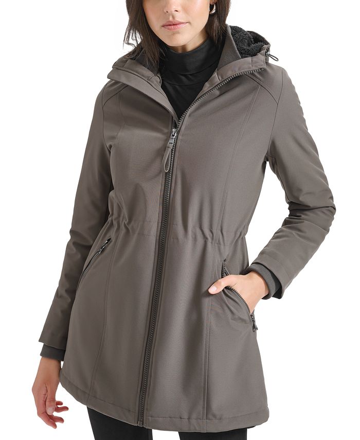 Calvin Klein Womens Hooded Faux Fur Lined Anorak Raincoat Macys 