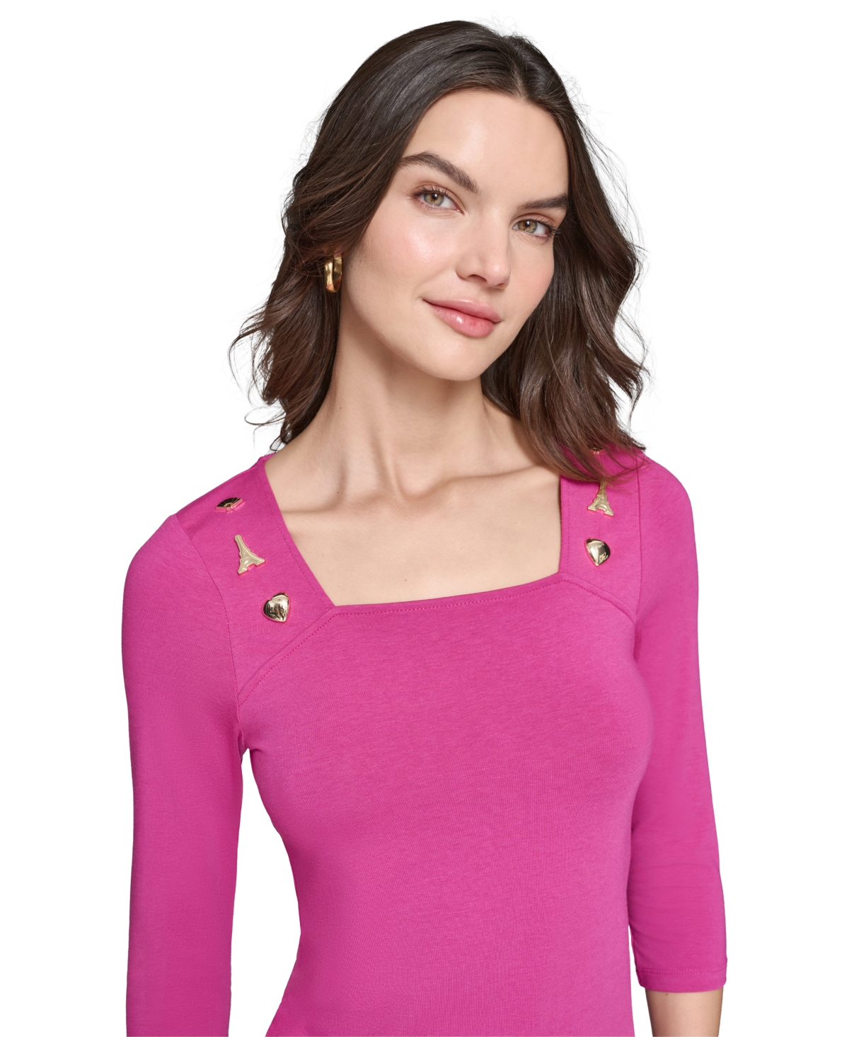Karl Lagerfeld Paris Women's Embellished Square-Neck Top
