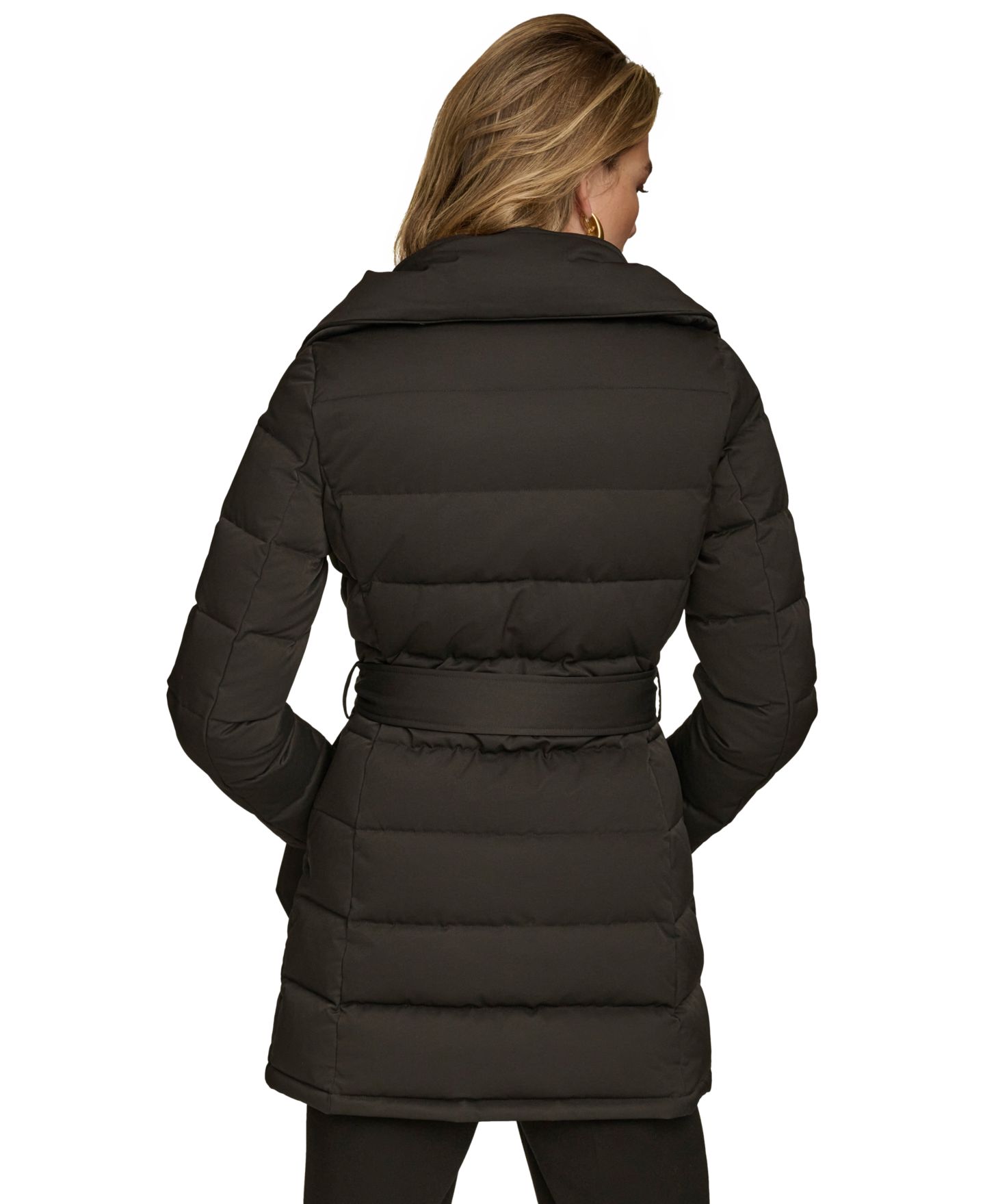 Женская куртка Donna Karan New York Belted Asymmetric Puffer, цвет: Чёрный — фото 5