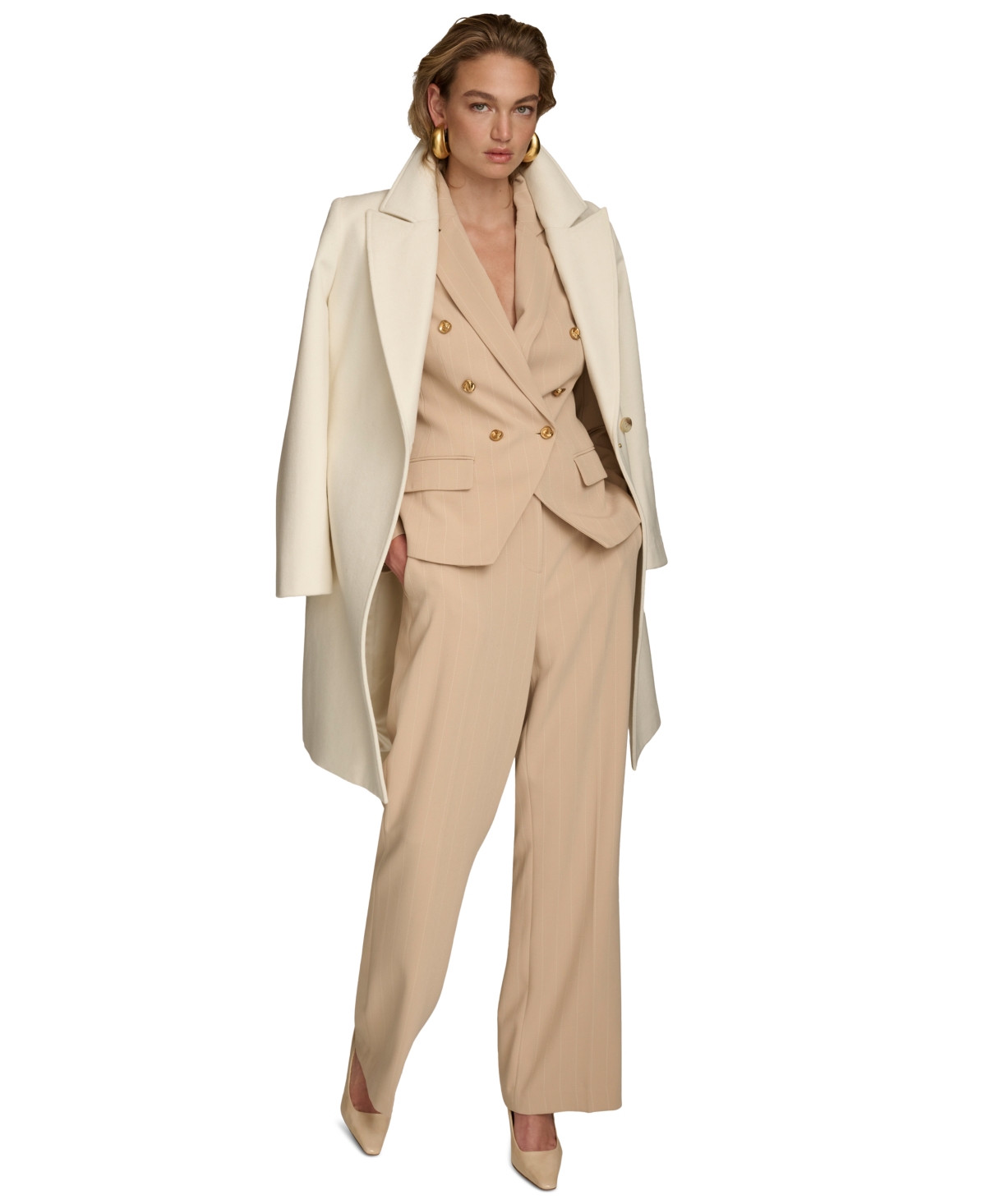 Donna Karan New York Women's Belted Notched-Collar Wrap Coat