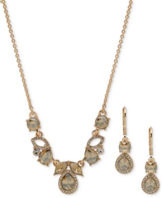 Anne Klein - Gold-Tone Mixed Stone Statement Necklace & Drop Earrings Set