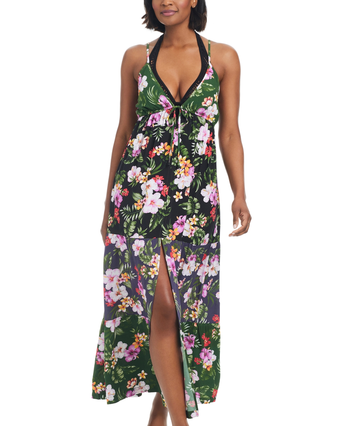 Bar Iii Women's Floral-Print Tiered Cover-Up Dress, Created for Macy's