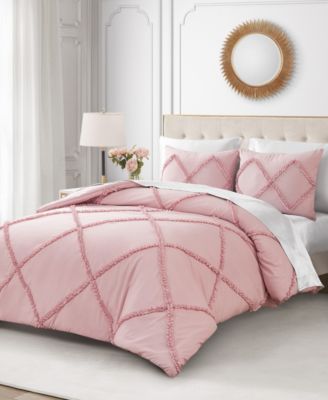 Diamond Ruffle 3 Piece Reversible Comforter Set, Full/Queen