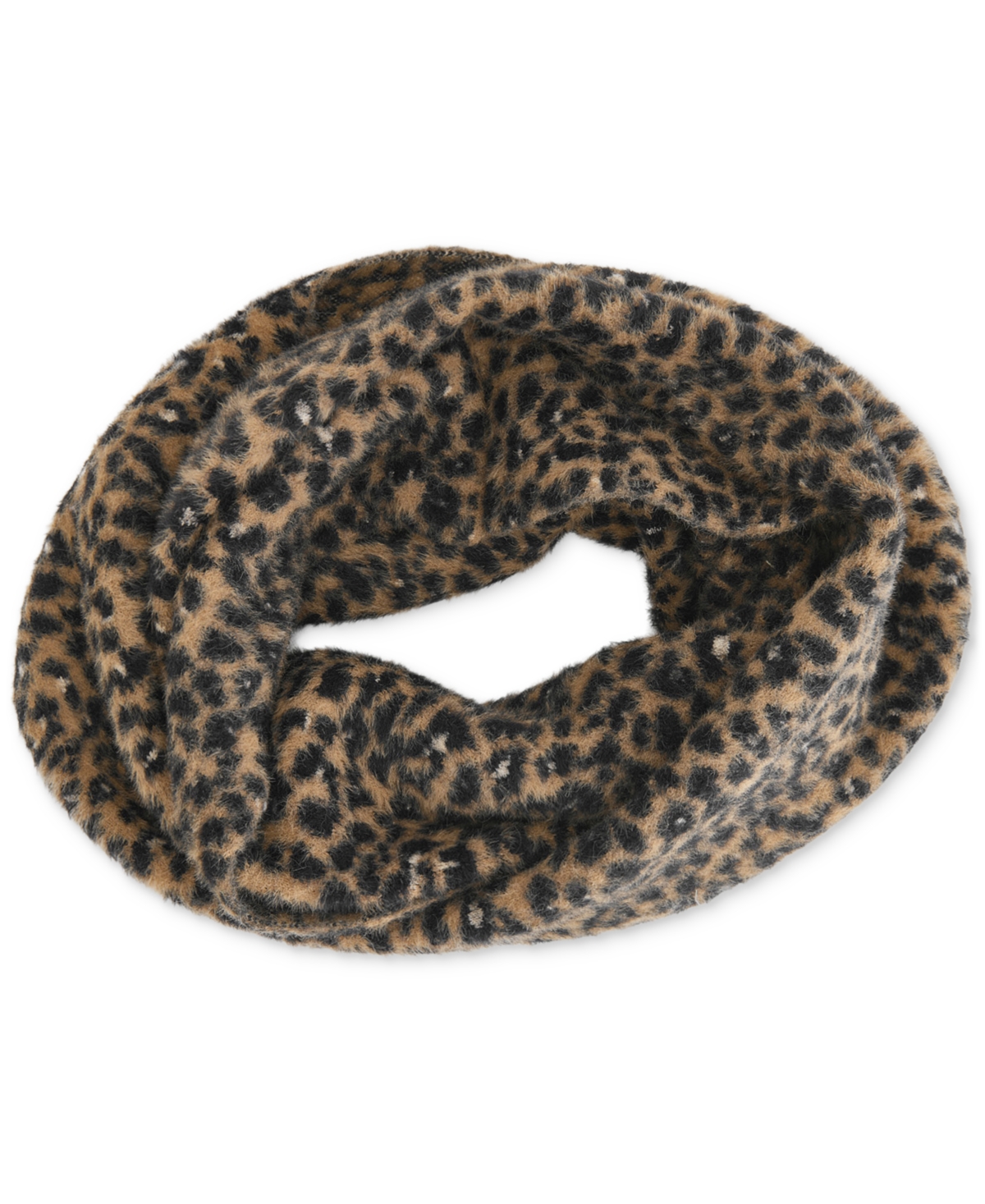 Dkny Women's Fuzzy Leopard-print Loop Scarf In Truffle