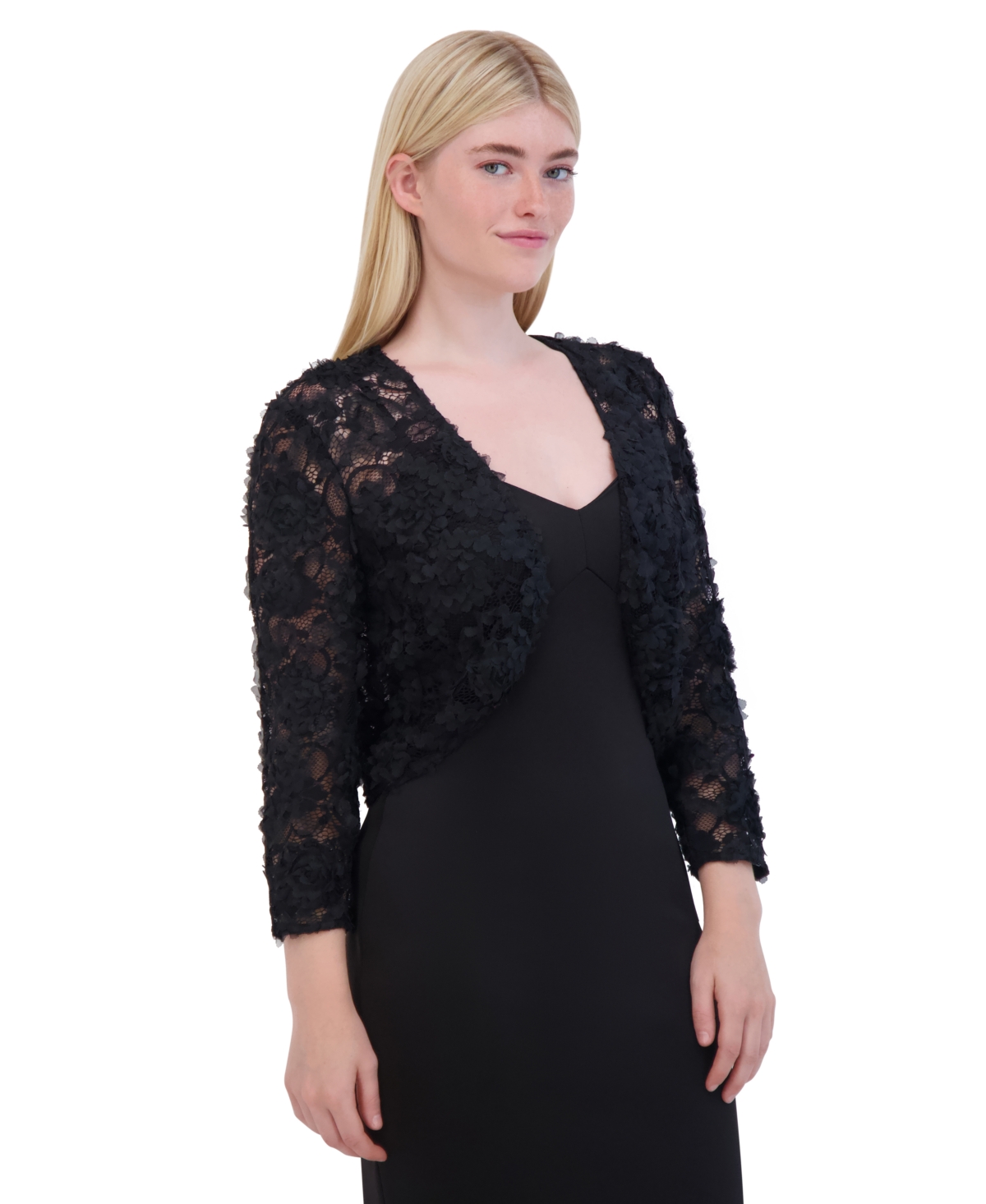 Eliza J Women's 3/4-Sleeve Lace Cropped Jacket