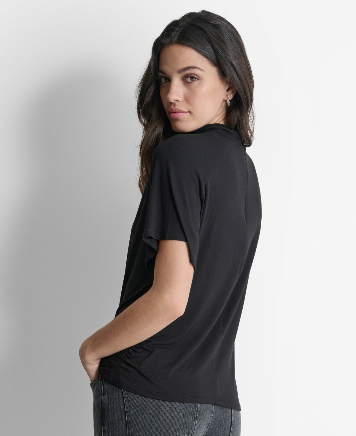 Dkny Women's Short-Sleeve Mock Neck Top