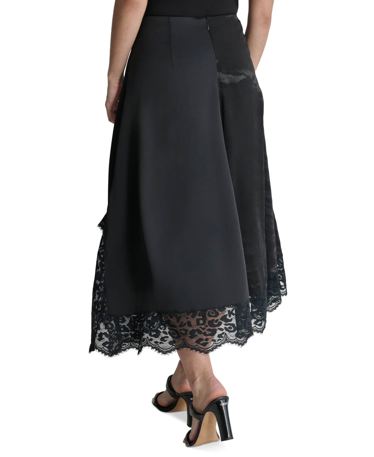 Dkny Women's Asymmetric Side-Slit Midi Skirt -black