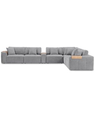 CLOSEOUT! Nycolle 7-Pc. Modular Fabric L-Shape Sectional with 1 Console, Created for Macy's