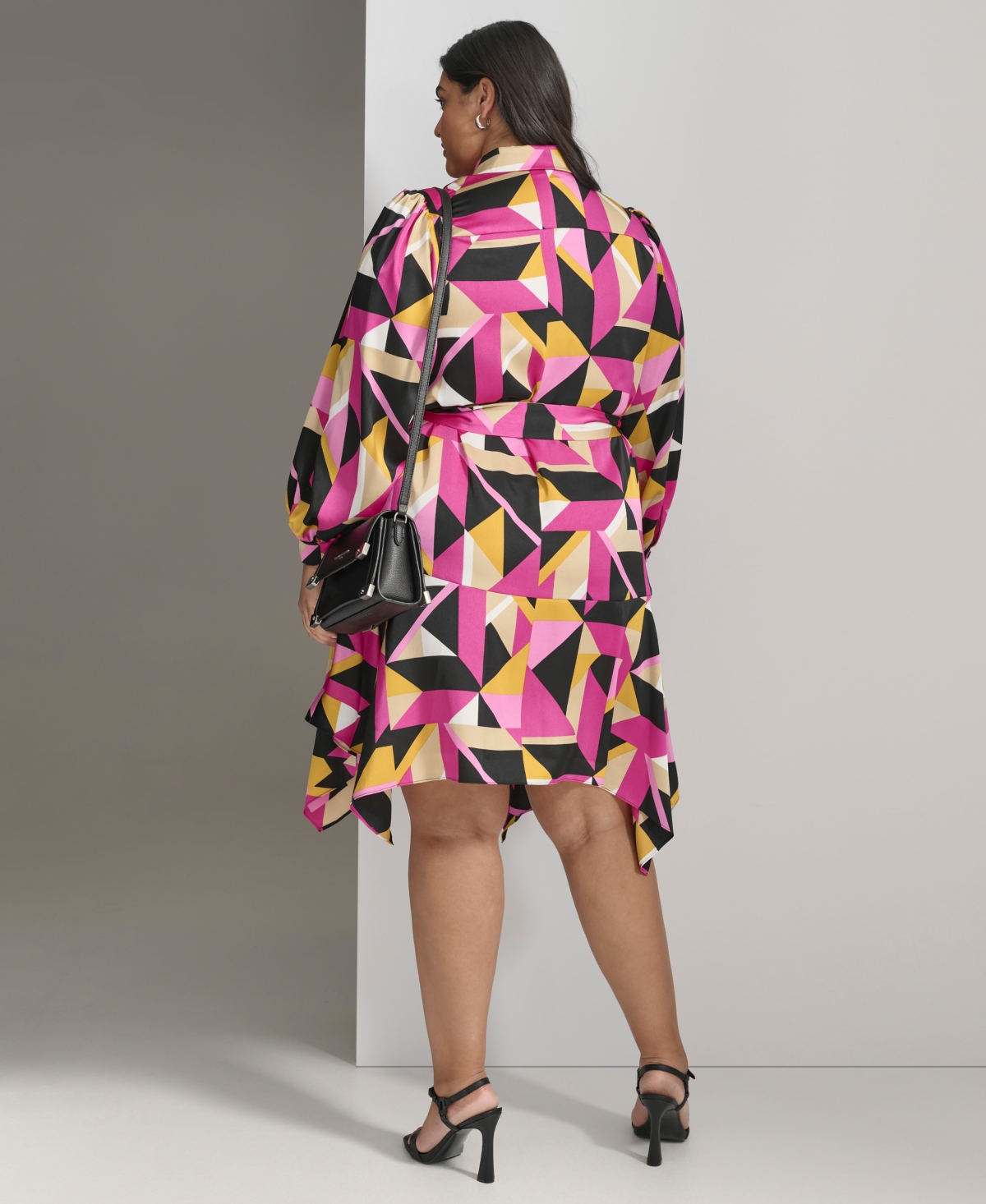 Karl Lagerfeld Paris Plus Size Handkerchief-Hem Shirtdress, Created for Macy's