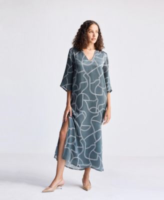 Women's Maxi Dress with Side Slits in Mosaic
