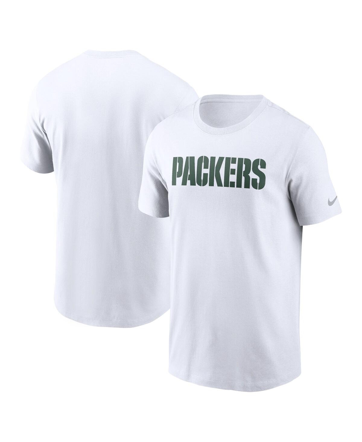 Men's White Green Bay Packers Primetime Wordmark Essential T-Shirt - White