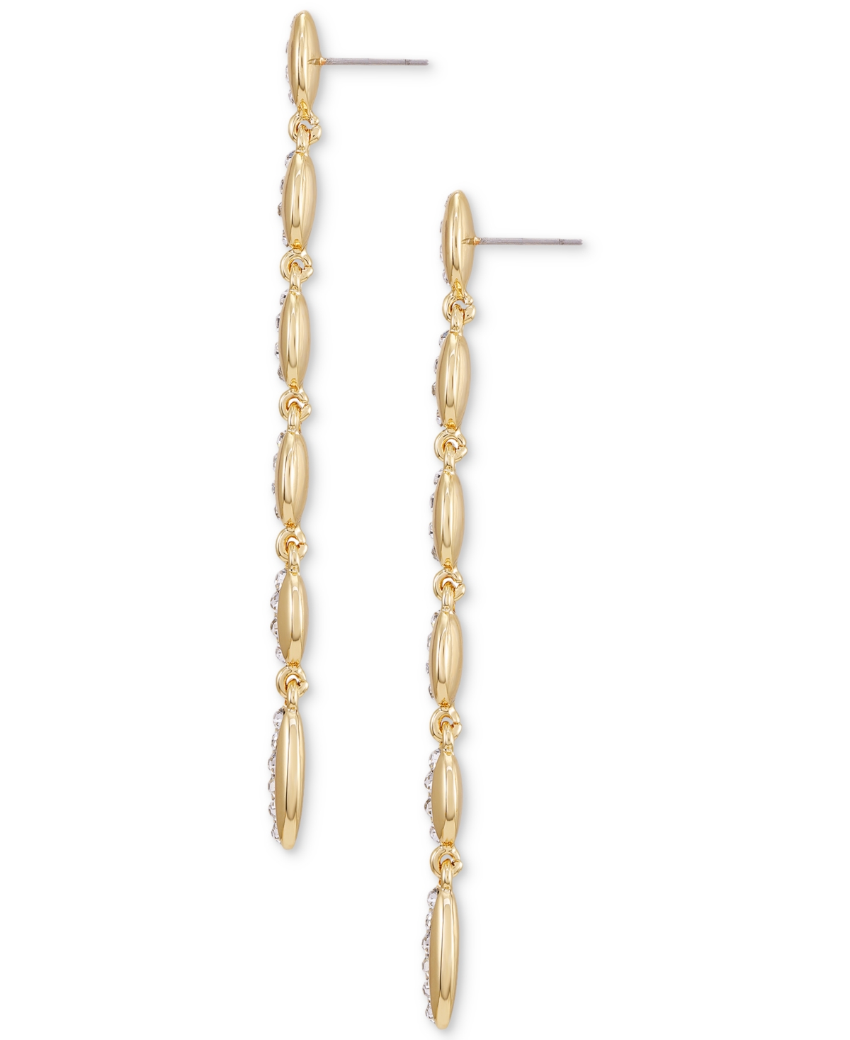 Vince Camuto Gold-tone Pave Oval Linear Drop Earrings In Silver