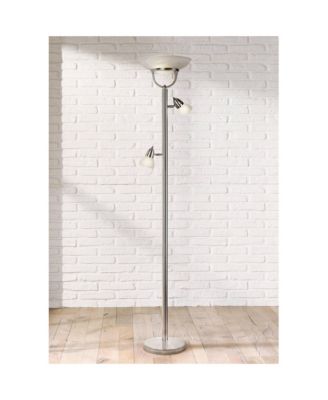 3 in 1 Modern Torchiere Floor Lamp with Side Lights 70" Tall Brushed Nickel White Glass Shades for Living Room Reading Bedroom House Home