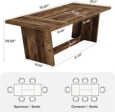13FT Conference Room Table: Large Rectangular Meeting Seminar Table for 12-16 People, Wood Long Training Table with Heavy-Duty Frame, Business Table for Office, 4PCS