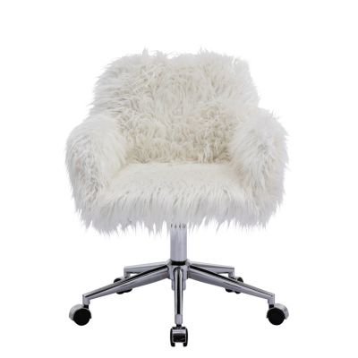 Standard  Faux Fur, Metal  Swivel, Height Adjustable, Ergonomic Office Chair
