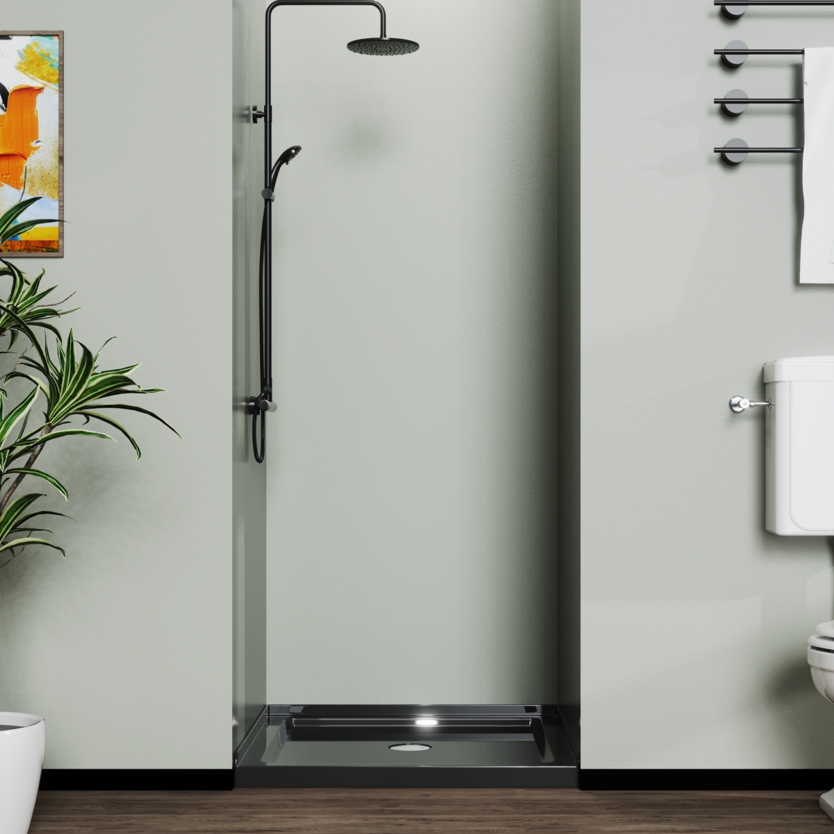 Streamdale FurnitureShower Pan 36 In X 36 In Shower Base Single-Threshold - Black