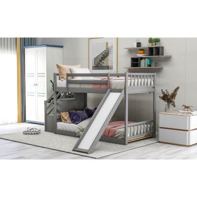 Streamdale Twin Over Twin Bunk Bed &acirc;€“ 1 Pc, Wood, Convertible Slide & Stairway, Space-Saving Kids Bedroom Furniture