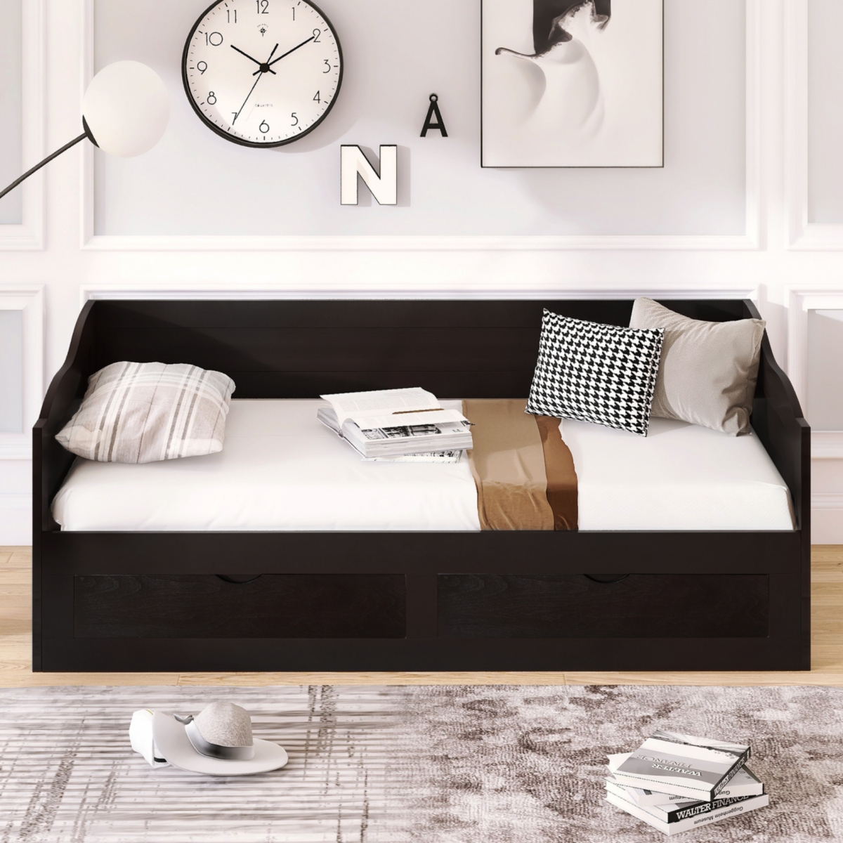 Streamdale 3-in-1 Wooden Daybed with Trundle and Drawers