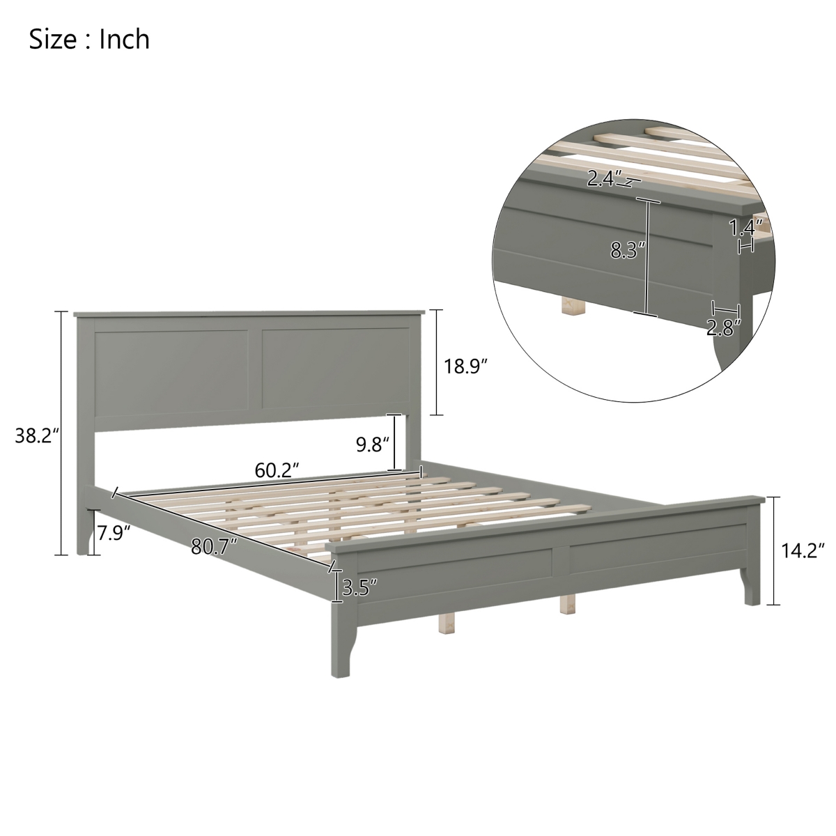 Streamdale Furniture Modern Solid Wood Platform Bed