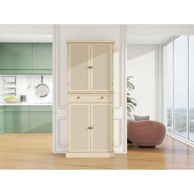 4-Door Cabinet with Drawer and Adjustable Shelves