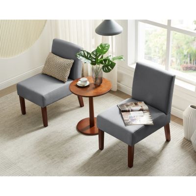 Streamdale Set of 2 Fabric Accent Chairs with Round Wood Table