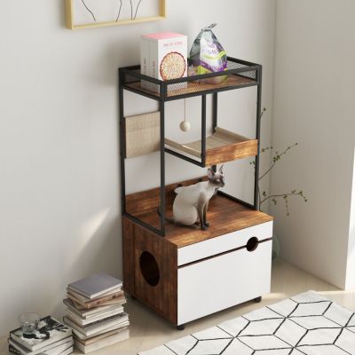 Streamdale Rustic Cat Furniture with Litter Box Enclosures