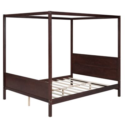 Streamdale Queen Canopy Platform Bed with Headboard (Espresso)