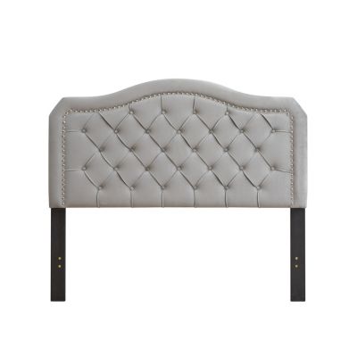 Gray Velvet Upholstered Queen Platform Bed