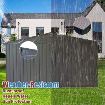 Streamdale Dark Gray 11'X 9' Steel Frame Shed with Windows