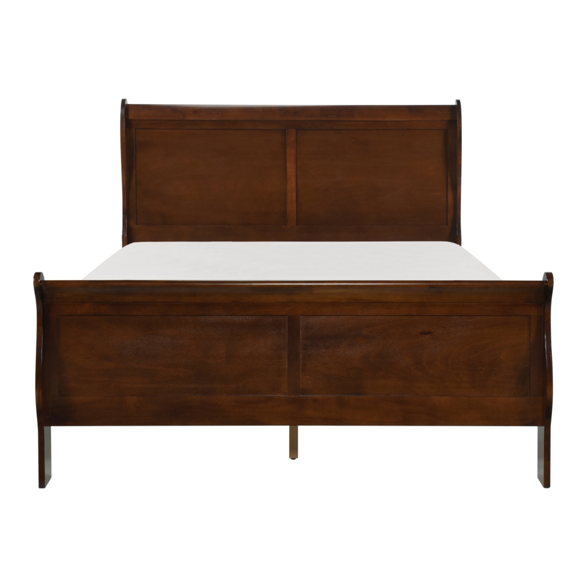 Streamdale Furniture Classic Louis Philipe Style BedCherry Finish 1 Piece Traditional Design Sleigh Bed - Brown
