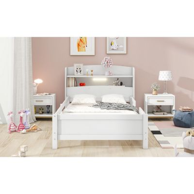 Streamdale Twin Platform Bed with Headboard Storage and LED Lights