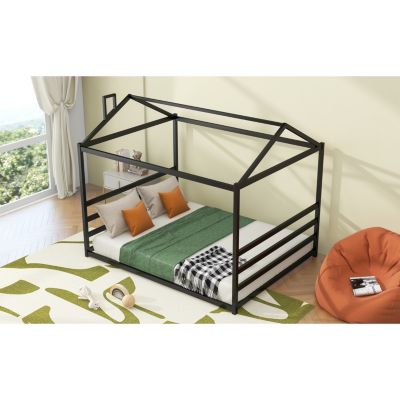 Streamdale Metal House Shape Platform Bed, Gold, Queen