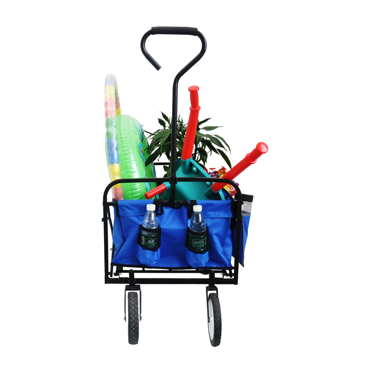 Streamdale Furniture Folding Wagon Garden Shopping Beach Cart (Blue) - Black+blue