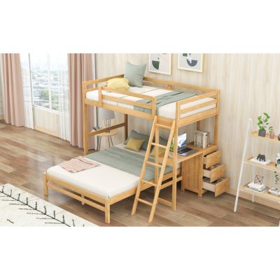 Streamdale Twin Over Full Bunk Bed With Built-In Desk And Three Drawers